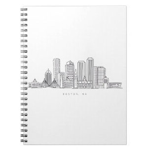Minimalistische Illustration der Skyline von Bosto Notizblock