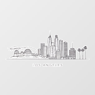 Minimalistische Illustration der Skyline von Los A Fensteraufkleber
