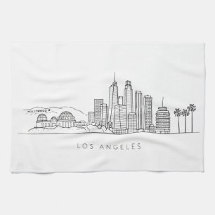 Minimalistische Illustration der Skyline von Los A Geschirrtuch