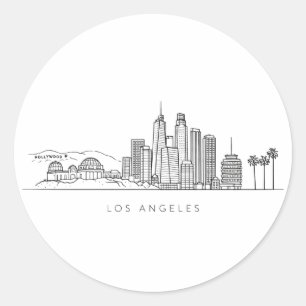 Minimalistische Illustration der Skyline von Los A Runder Aufkleber