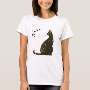 Minimalistische Illustration einer schwarzen Katze T-Shirt