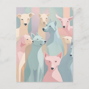 Minimalistische Illustration von Hundemuster Paste Postkarte