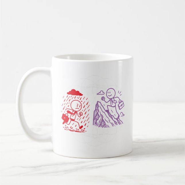 Minimalistische Illustration Von Regen zu Sonnensc Kaffeetasse (Links)