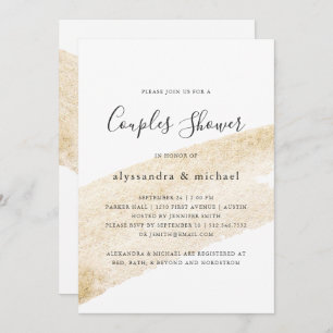 Minimalistische Imitat-Goldstreifen-Paar-Dusche Einladung