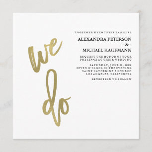 Minimalistische Imitat-Goldtypographie-Hochzeit Einladung
