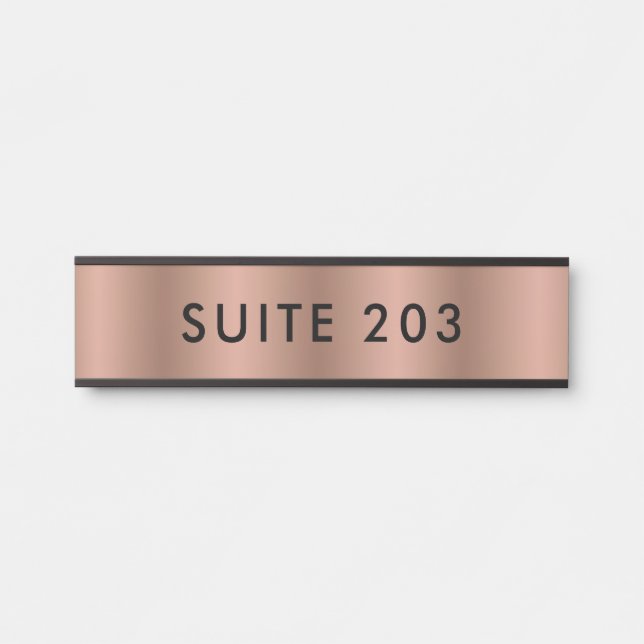 Minimalistische Imitate Copper Black Suite Nummer Türschild (Vorderseite )