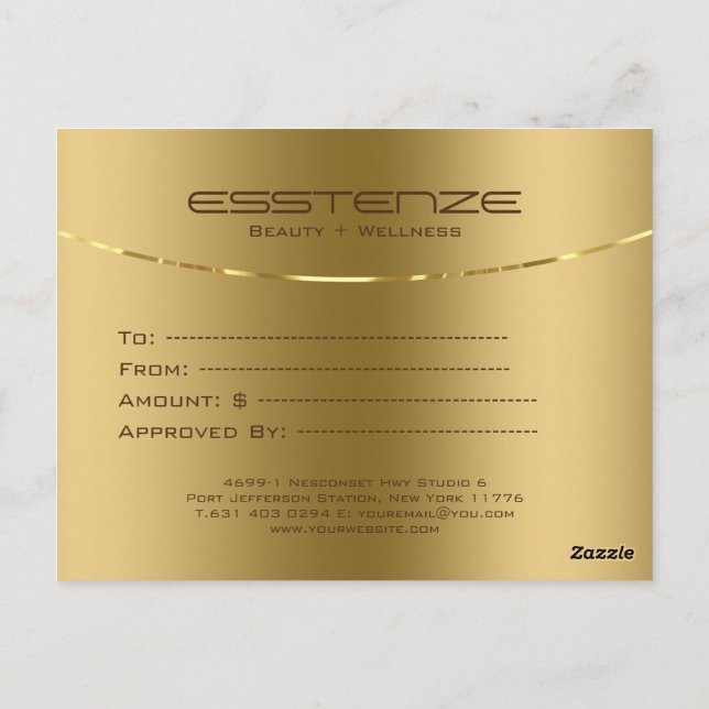 Minimalistische Imitate Gold Textur Geschenkgutsch Postkarte (Rückseite)