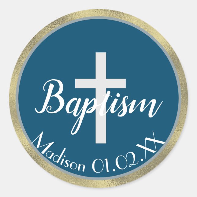 Minimalistische Imitate Goldtaufe über den Namen d Runder Aufkleber (Vorderseite)