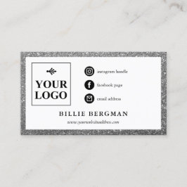 Minimalistische Imitate Silver Glitzer Social Medi Visitenkarte
