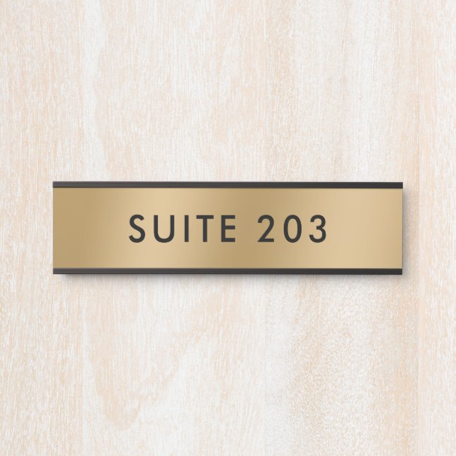 Minimalistische Imitats Gold Black Suite Nummer Tü Türschild (Vorderseite )