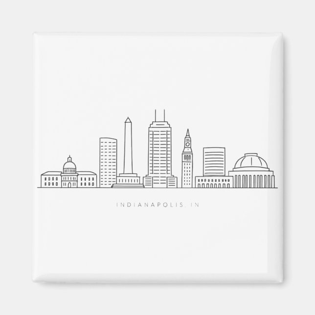 Minimalistische Indianapolis-Skyline-Illustration Magnet (Vorne)