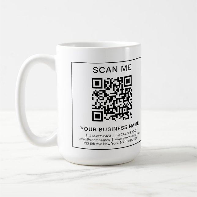 Minimalistische Informationen zu den QR-Codes für  Kaffeetasse (Links)