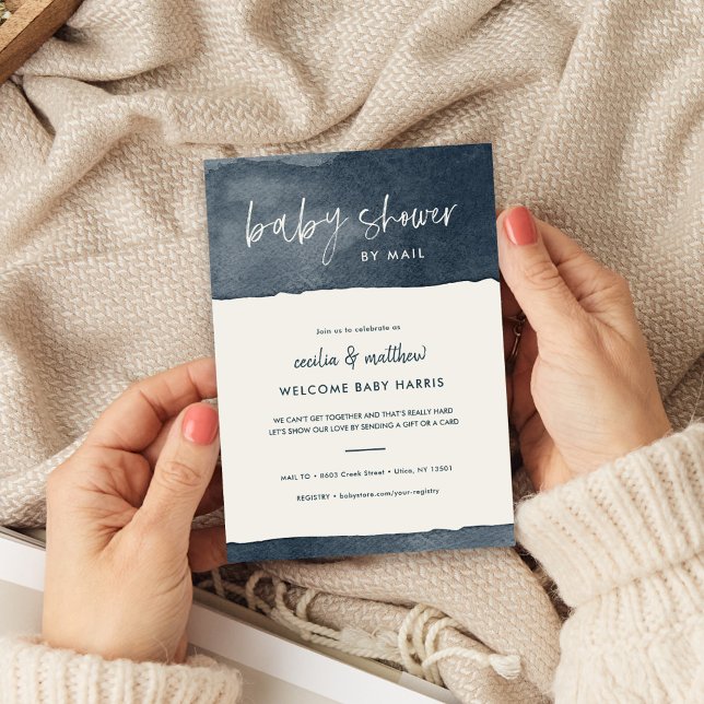 Minimalistische Ink Wash Baby Dusche per Mail Einladung (Von Creator hochgeladen)