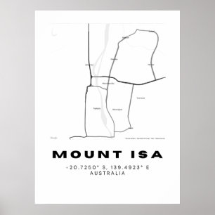 Minimalistische Isa-Karte mit Koordinaten   Poster