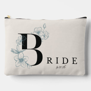 Minimalistische Ivory-Black-Floral Caligraphy Brie Zubehörtasche