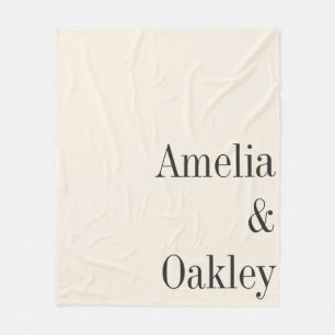 Minimalistische Ivory Ecru Black Elegante Hochzeit Fleecedecke