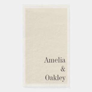 Minimalistische Ivory Ecru Black Elegante Hochzeit Serviette