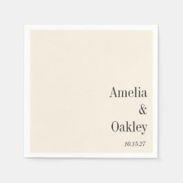 Minimalistische Ivory Ecru Black Elegante Hochzeit Serviette