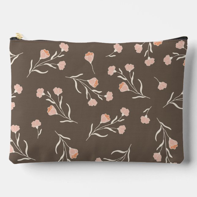 Minimalistische japanische Blume Brown Mother Zubehörtasche (Vorderseite)