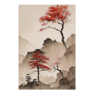 Minimalistische japanische Küstenlinie Poster