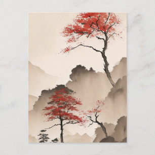 Minimalistische japanische Küstenlinie Postkarte