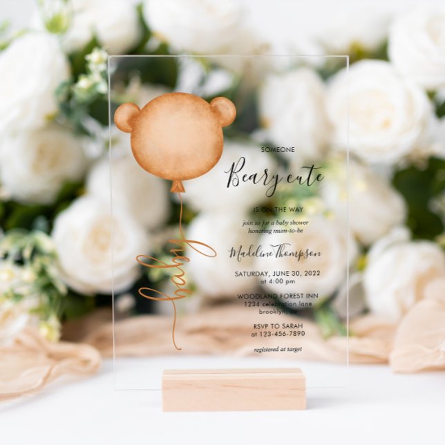 Minimalistische Jemand Beary Niedlich Balloon Baby Acryleinladungen (Von Creator hochgeladen)