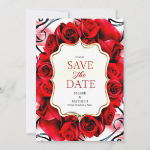 Minimalistische Joyful Crimson Rote Rosen Hochzeit Save The Date