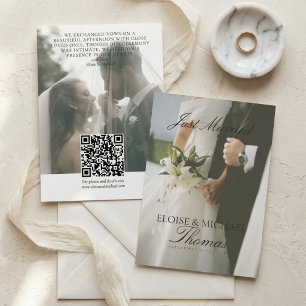Minimalistische Just Married 2 Foto QR-Code Hochze Ankündigung