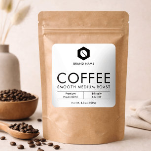 Minimalistische Kaffeebohnen-Tüten-Glas-Verpackung Quadratischer Aufkleber