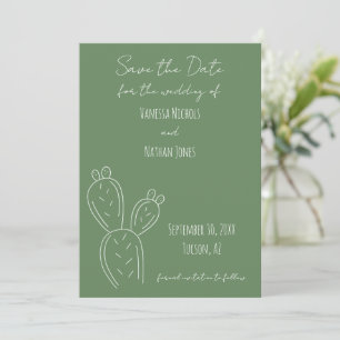 Minimalistische Kakteen Sage Green White Save The Date