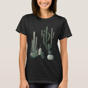 Minimalistische Kaktus-Illustrationen mit schlanke T-Shirt