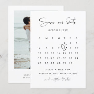 Minimalistische Kalender-Foto-Save-the-Date-Einlad Einladung