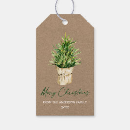 Minimalistische Kalligrafie-AquarellbaumKraft Geschenkanhänger