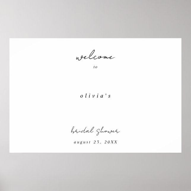 Minimalistische Kalligrafie Brautparty Willkommen Poster (Vorne)