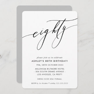 MINIMALISTISCHE Kalligrafie chic stilvoll 80. Gebu Einladung