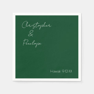 Minimalistische Kalligrafie Dark Emerald Wedding Serviette
