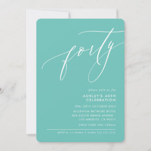 MINIMALISTISCHE Kalligrafie elegant 40. Party Minz Einladung