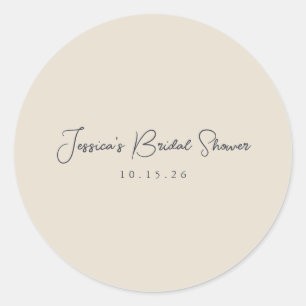 Minimalistische Kalligrafie Elfenbeinschwarzes Bra Runder Aufkleber