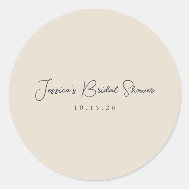 Minimalistische Kalligrafie Elfenbeinschwarzes Bra Runder Aufkleber (Vorderseite)