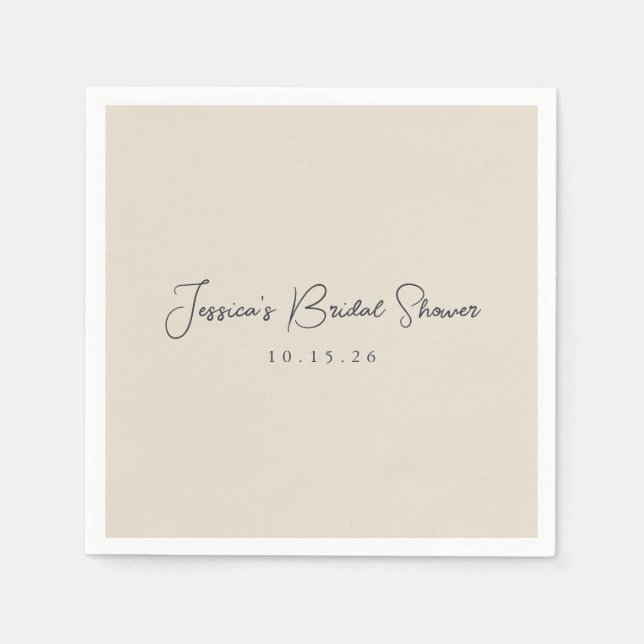 Minimalistische Kalligrafie Elfenbeinschwarzes Bra Serviette (Vorderseite)