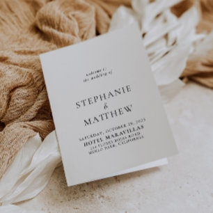 Minimalistische Kalligrafie-FaltenWedding Programm