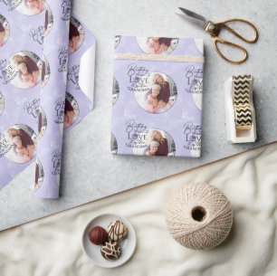 Minimalistische Kalligrafie-Geburtstagsfoto Oma Geschenkpapier
