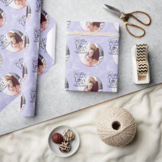 Minimalistische Kalligrafie-Geburtstagsfoto Oma Geschenkpapier