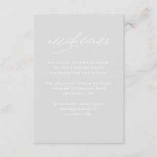 Minimalistische Kalligrafie   Graue Hochzeitdetail Begleitkarte