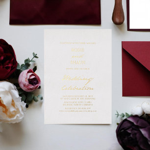 Minimalistische Kalligrafie-Hochzeit mit Füller Sc Folieneinladung