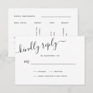 Minimalistische Kalligrafie Hochzeit RSVP Karte