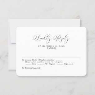Minimalistische Kalligrafie-Hochzeitkarte mit einf RSVP Karte