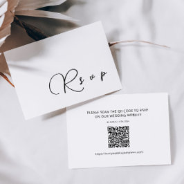 Minimalistische Kalligrafie-Hochzeitkarte RSVP QR- Mitteilungskarte