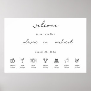 Minimalistische Kalligrafie Hochzeits Willkommensp Poster