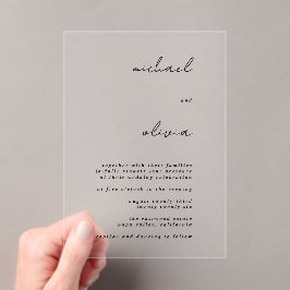 Minimalistische Kalligrafie-Hochzeitseinladung Acryleinladungen